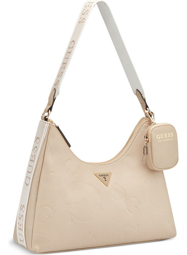 Bolsa Guess Factory Bg959718-bei Acabado de los herrajes Níquel Color Beige Correa de hombro Beige Diseño de la tela Lisa