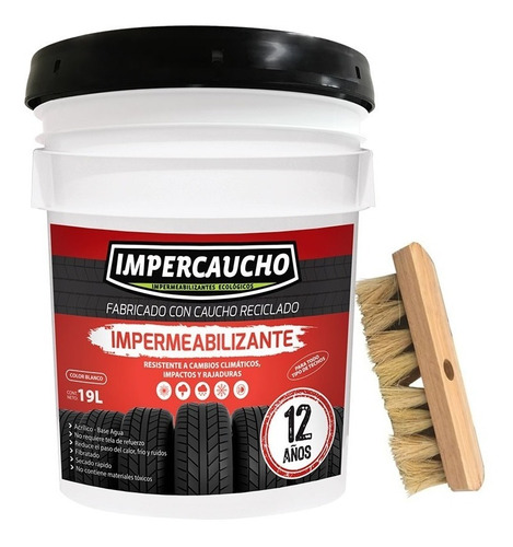 Impermeabilizante Impercaucho® 12 Años 19lts +cepillo Ixtle 