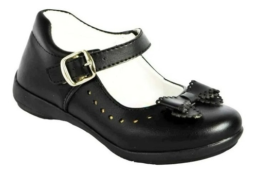 Zapato Escolar Niña  Negro Arco Antiderrapante Charol Comodo