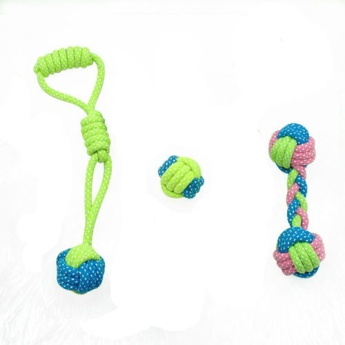 Imagen 1 de 5 de 3pcs Hueso Bola Perro Interactivo Juguetes Trenzada Algodón