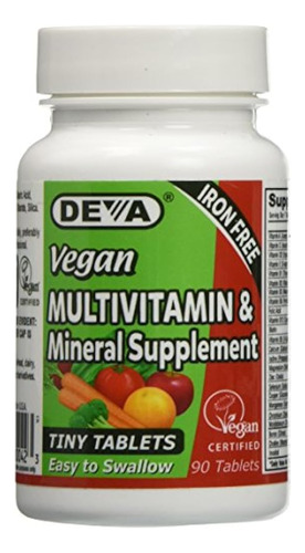 Deva Nutrition Vegan Tiny Iron Free Multivitamin Tablets, 90