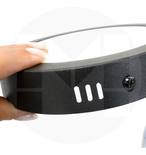 Imagen 5 de 10 de Panel Led Plafon Circular 12w=80w 1080l Marco Negro Macroled