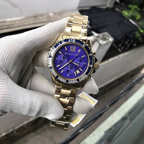 Relógio Michael Kors Mk5754 Everest Orig Chron Anal Goldblue