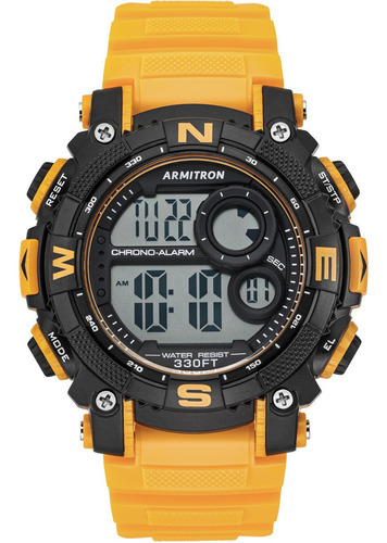 Reloj Armitron 40/8284bky Deportivo Con Alarma, Cronografo Color de la correa Amarillo Color del bisel Negro Color del fondo Blanco