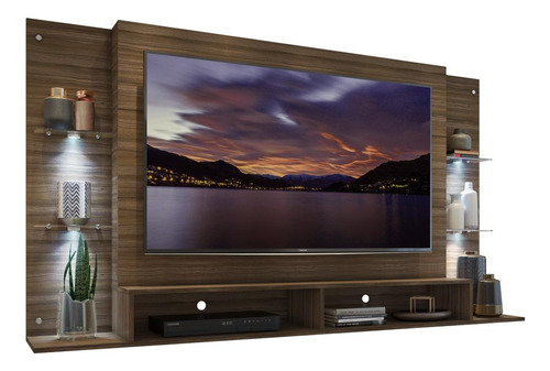 Painel Tv 60  Com 2 Leds Vegas Multimóveis V3396 Cor Madeirado