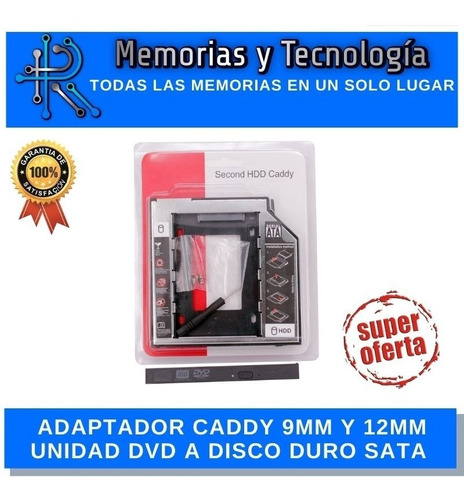 Imagen 1 de 1 de Lector Caddy Segundo Disco 9.5mm Y 12.5mm Hhd Ssd