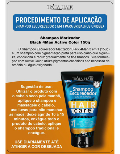 Shampoo Tônico Escurece Grisalho/branco Cabelo Unissex - *