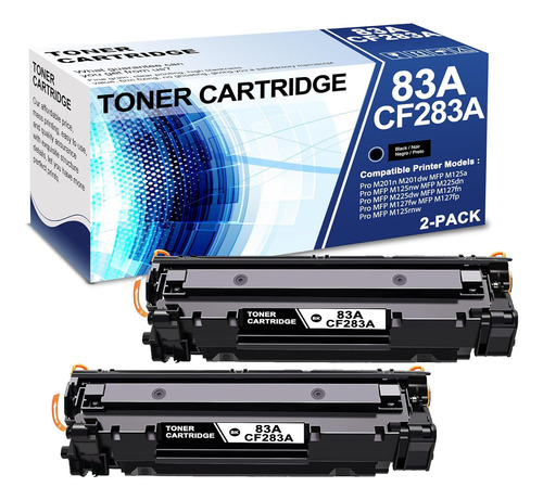 Paquete De 2 Cartuchos De Tóner Negro 83a Cf283a Whit Chip