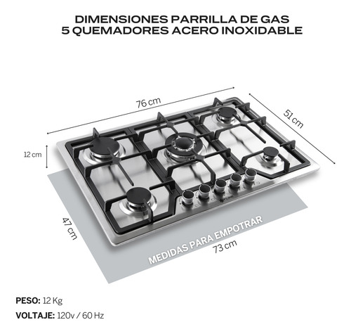Combo Parrilla De Gas Y Campana Extractora 80 Cm | Lu5ta80