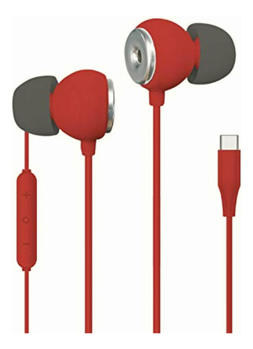 Realm Usb-c Earbuds, High Fidelity In Ear Headphones With Color Rojo