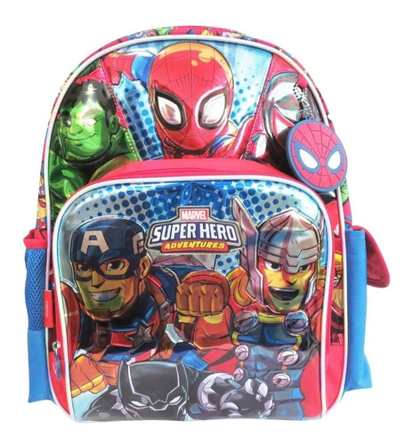 Mochila Footy Super Hero Adventures Marvel Color Azul Diseño de la tela Estampado