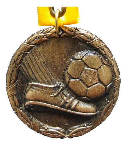 12 Medallas Metálicas Fútbol  Color Oro 