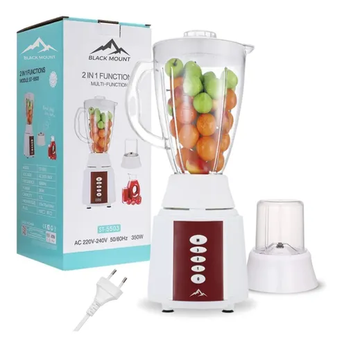 Licuadora 2 En 1 St-5503 Con Jarra De Plástico 1.5 Lts + Picadora Transparente, Potente, Versátil, Ideal Para Batidos, Salsas Y Más, Diseño Compacto Y Fácil De Limpiar Alta Calidad Everest