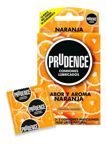 Cartera De 3 Condones Prudence Sabor Y Aroma A Naranja