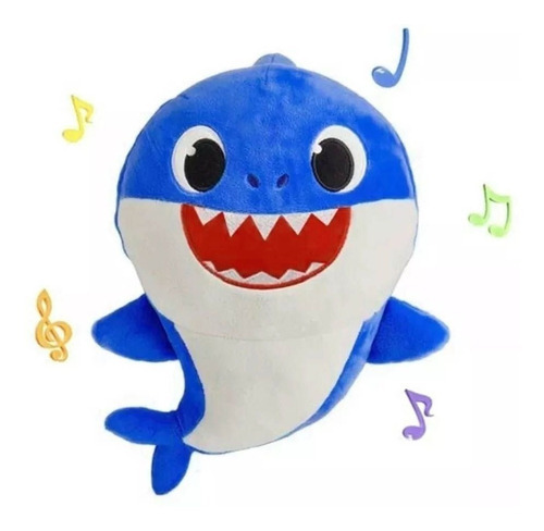 Brinquedo Boneco Pelúcia Baby Shark Com Som Infantil Criança Cor Azul