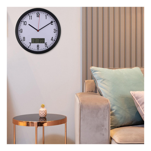 W Reloj De Pared Con Fecha Y Temperatura Reloj De Pared