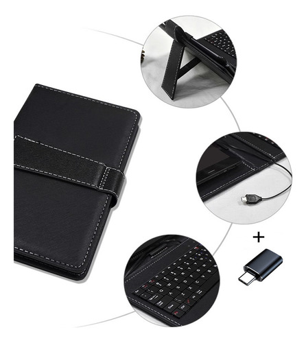 P0b Funda Universal Con Teclado Para Tableta De 7/8 Pulgadas