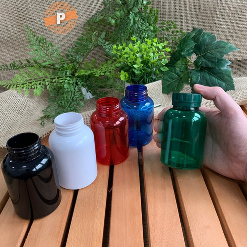 Pote Plastico Vazio Para Suplemento 200ml (20 Unidades) Sabor Cristal C/ Rosa