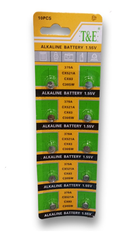 10 Baterías Alcalinas De 1.5v Ag0 / 379a / Cx63 / C30sw 