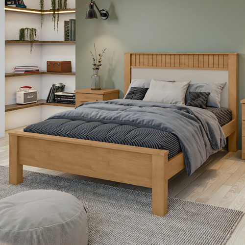 Cama Casal Athenas Amêndoa Clean Móveis Lopas