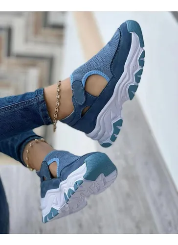 Zapatillas Deportivas De Mujer Plataforma Velcro