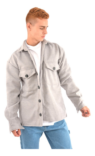 Campera Camisaco Saco Paño Abrigo Liso Hombre Con Botones