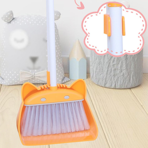 Juego De Mini Escoba Y Recogedor Para Niños Para El Naranja