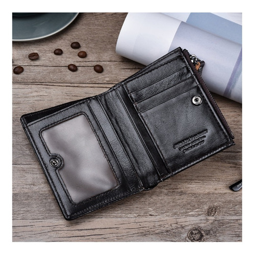 Cartera Billetera 100% Piel Para Hombre O Mujer Unisex Color Café Obscuro