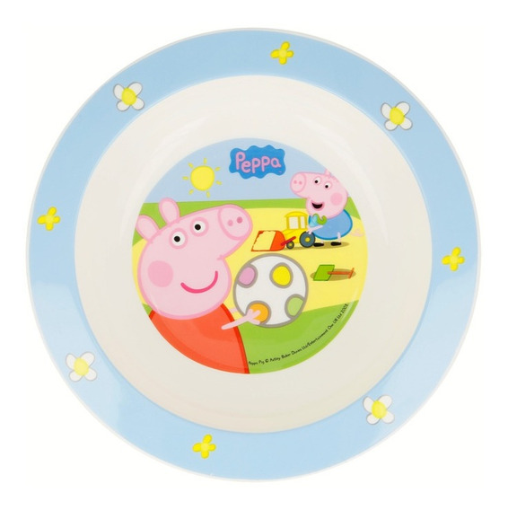Kit de comida plato y vaso de plástico rígido para microondas Peppa Pig 1 plato, 1 taza, 1 cuenco Little Flight Peppa Pig 