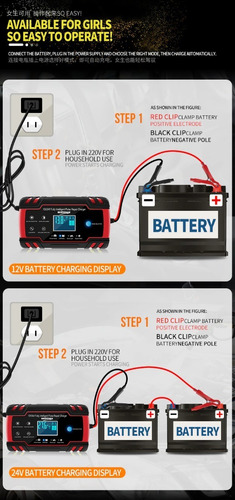 Imagen 7 de 10 de Cargador Reparador De Pulso Inteligente Baterias Carro Moto