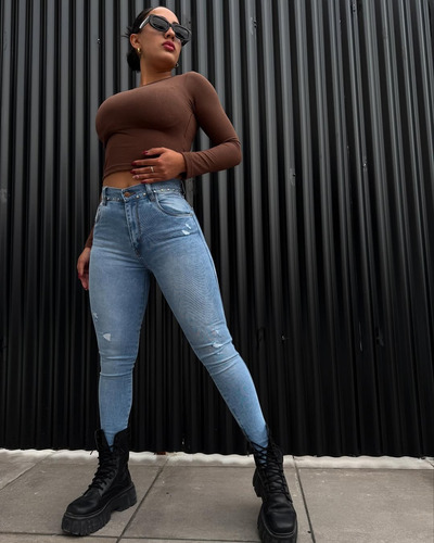 Jean Elastizado Las Locas Denim Ear - Con Tachas