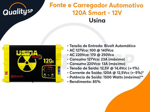 Imagem 6 de 6 de Fonte Automotiva Usina 120a Smart 12v Voltímetro Bivolt