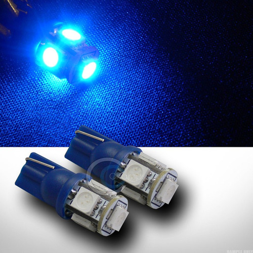 Lámpara T10 Con 5 Led Smd 5050 Azul 194 168 W5w