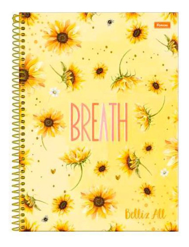 Caderno Argolado Universitário Breath 80f Amarelo - Foroni