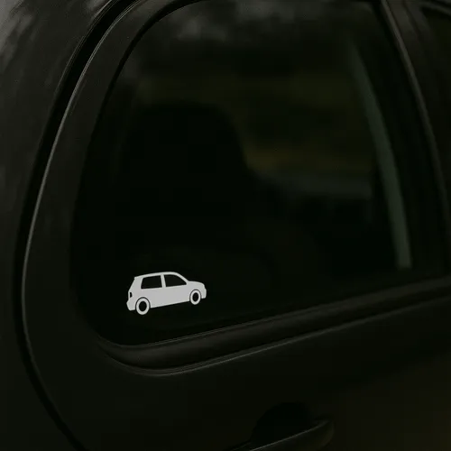 Calco Auto Al Piso Bajito Vinilo Ventana 15cm X 2 Uni Blanco