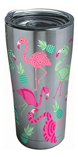Tervis Flat Art Flamingos Vaso Acero Inoxi Plateado, 20 Oz Color Multi