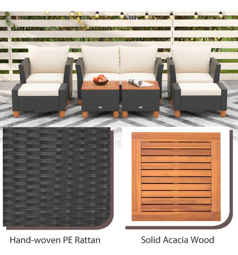 Juego De Muebles 7pz Sillones Dos Plazas, Otomanas Y Mesa