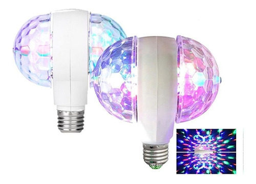 Set X2 Unidades Luces Doble Fiesta Bolichera Giratoria Color