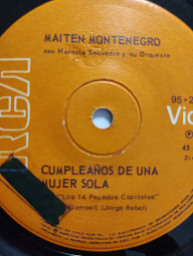 Vinilo Single De Maitén Montenegro Yo Quisiera Ser Tú A(x112