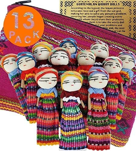 12 Muñecos De Preocupación Súper Lindos, 1 Tela De Guatemala