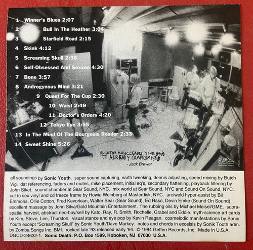 Cd Sonic Youth - Experimental Jet Set, Trash And No Star Original (Usado)
