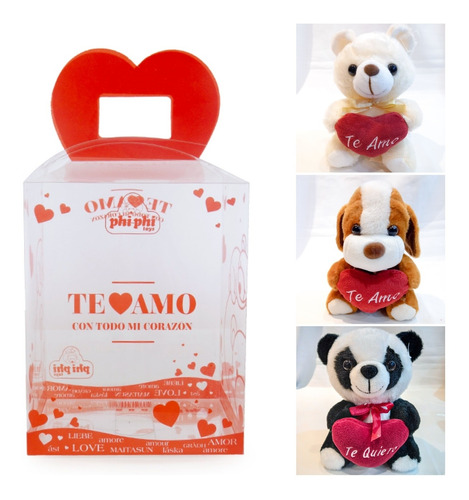 Oso De Peluche Corazón + Caja Regalo  San Valentín Souvenir