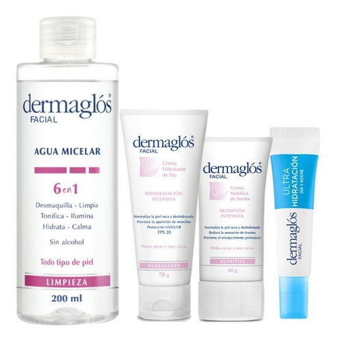 Kit Dermaglos Facial Limpieza + Hidratación Para Piel Seca