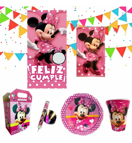 Mimi Minnie Mouse Rosa Paquete Fiesta Articulos 10 Niños 