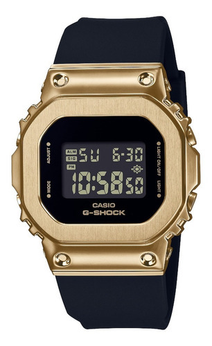 Reloj Casio G-shock Gm-s5600gb-1 Original Time Square Color de la correa Negro Color del bisel Dorado