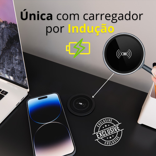 Mesa Escrivaninha Estilo Industrial Com Carregador Sem Fio