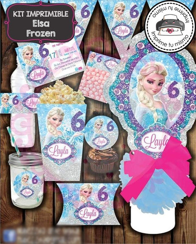 Kit Imprimible Elsa Frozen Decoración 100 % Editable