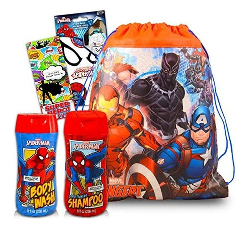 Juego De Baño Marvel Spiderman Mega Bundle ~ 5 Piezas De C.