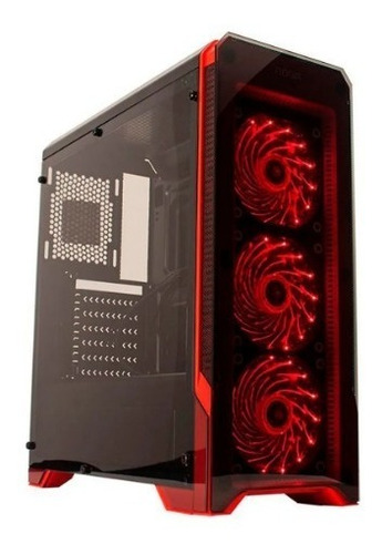 Gabinete Gamer Stormer 8609 Cooler Led Rojo Con Fuente Noga