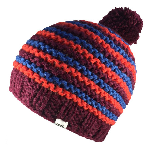 Gorro Lana Beanie Rayado Tejido A Mano Alta Calidad Pompón